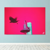 Langley Crow op Light Post Series #6 Canvas Afdruk (Insitu (Houten vloer))