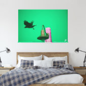 Langley Crow op Light Post Series #7 Canvas Afdruk (Insitu (Slaapkamer))