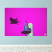 Langley Crow op Light Post Series #8 Canvas Afdruk (Insitu (Houten vloer))