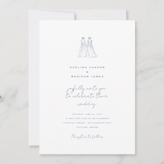 Langley Faire-part de mariage deux mariées (Devant)