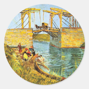 Langloisbrug in Arles door Vincent van Gogh Ronde Sticker