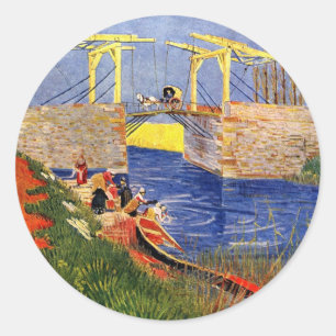 Langloisbrug in Arles van Vincent van Gogh Ronde Sticker