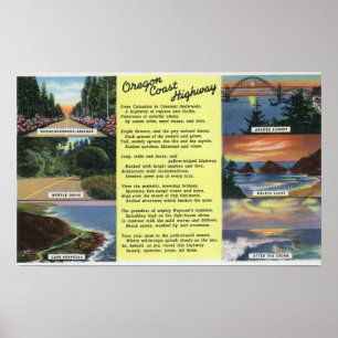 Langs de Oregon Coast Highway met een gedicht Poster