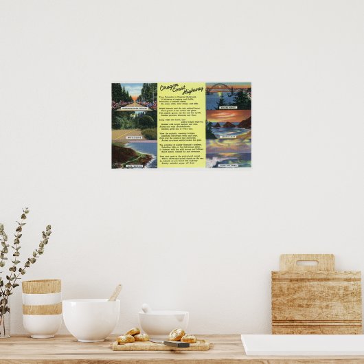 Langs de Oregon Coast Highway met een gedicht Poster (Keuken)
