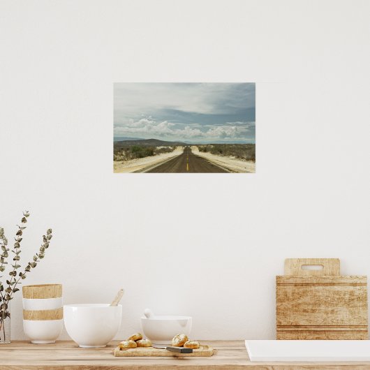 Langs de rechte weg door het Mexicaanse landschap Poster (Keuken)