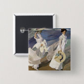 Langs de Seashore, 1909 Vierkante Button 5,1 Cm (Voorkant /achterkant)