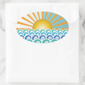 Langs de Waves Blue Oval Sticker (Tas)