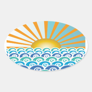 Langs de Waves Blue Oval Sticker