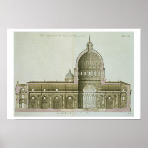 Langsdoorsnede van St. Peter's in Rome, Poster