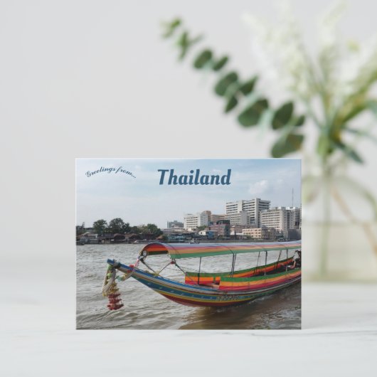 Langstaartboot in Bangkok en Thailand Briefkaart (Staand voorkant)