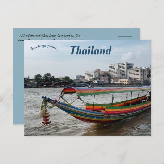 Langstaartboot in Bangkok en Thailand Briefkaart (Voorkant / Achterkant)