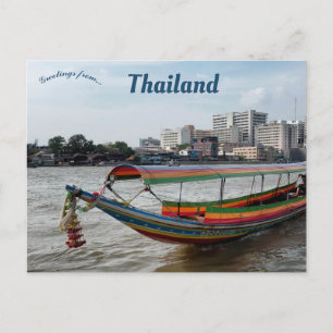 Langstaartboot in Bangkok en Thailand Briefkaart