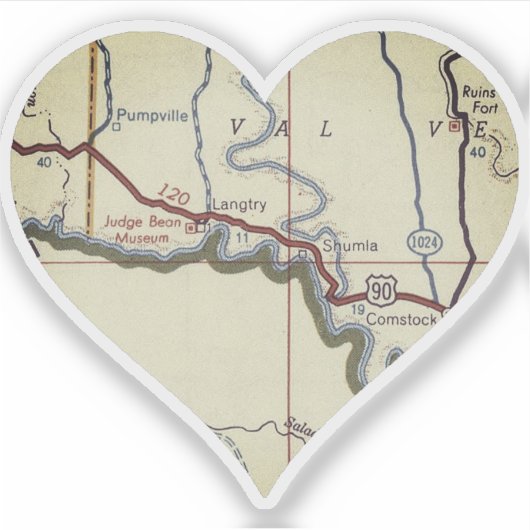 Langtry Texas  Map Sticker (Voorkant)