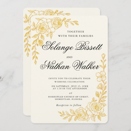 'Language of Love' All-in-One Wedding Invitation (Devant / Derrière)