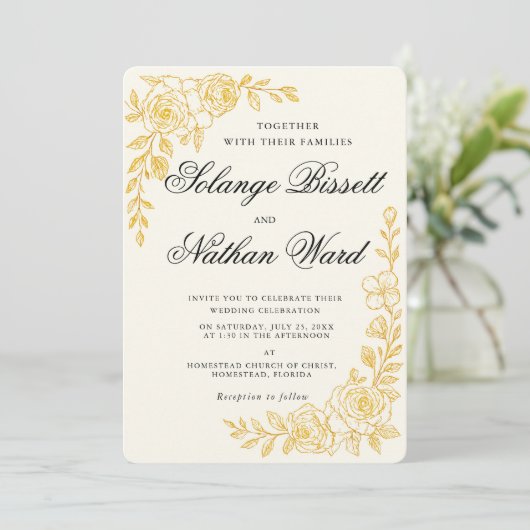 'Language of Love' All-in-One Wedding Invitation (Debout devant)
