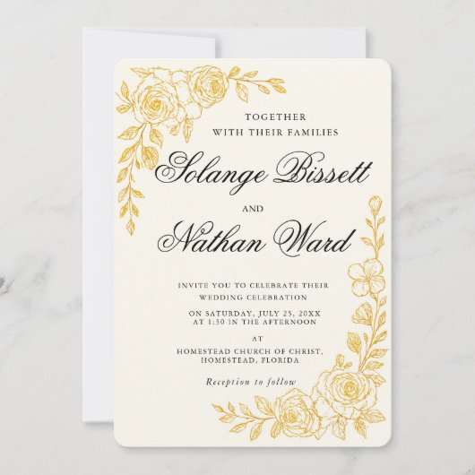 'Language of Love' All-in-One Wedding Invitation (Devant)