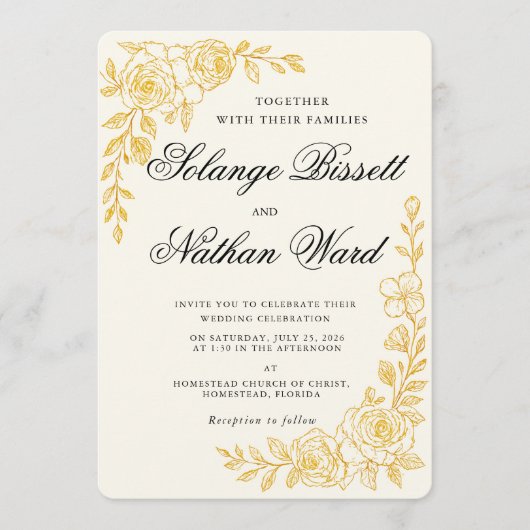 'Language of Love' All-in-One Wedding Invitation (Devant)