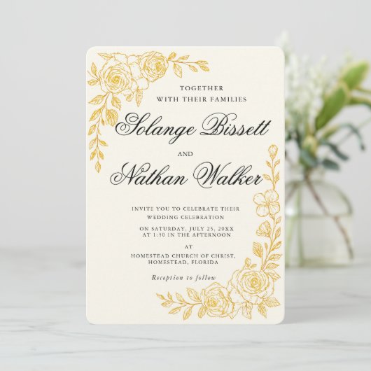 'Language of Love' All-in-One Wedding Invitation Kaart (Staand voorkant)