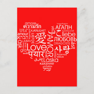 Languages of Love Heart Briefkaart