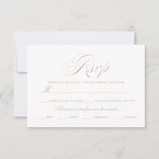 Langue espagnole Nuestra Boda Carte RSVP (Devant)
