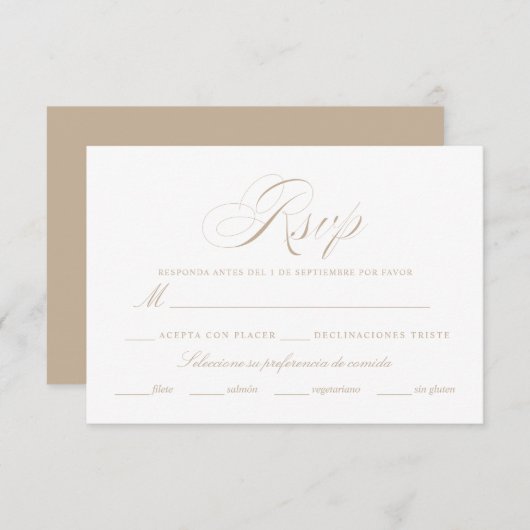 Langue espagnole Nuestra Boda Carte RSVP (Devant / Derrière)