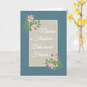 Langue galloise Chien Rose Grand-parents Carte de  (Fleur jaune)