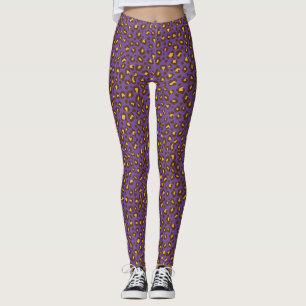 Langwerpig dierpatroon geel bruin paars leggings
