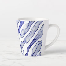 Langwerpige Blauw en Wit Marmeren Aderen Latte Mok