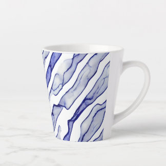 Langwerpige Blauw en Wit Marmeren Aderen Latte Mok