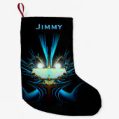 Langwerpige blauw schepping kleine kerstsok (Voorkant)