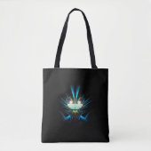 Langwerpige blauw schepping tote bag (Voorkant)