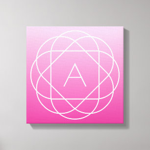 Langwerpige geometrische monogram Roze zwoegde o Canvas Afdruk