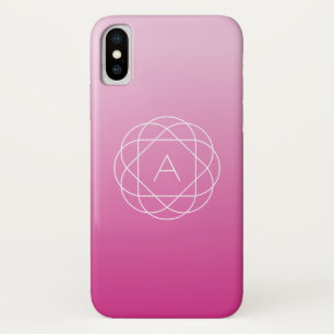 Langwerpige geometrische monogram Roze zwoegde o iPhone X Hoesje