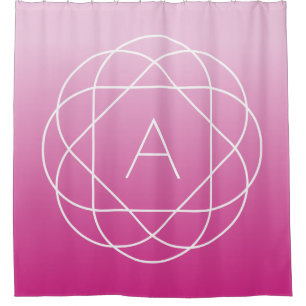 Langwerpige geometrische monogram Roze zwoegde o Douchegordijn