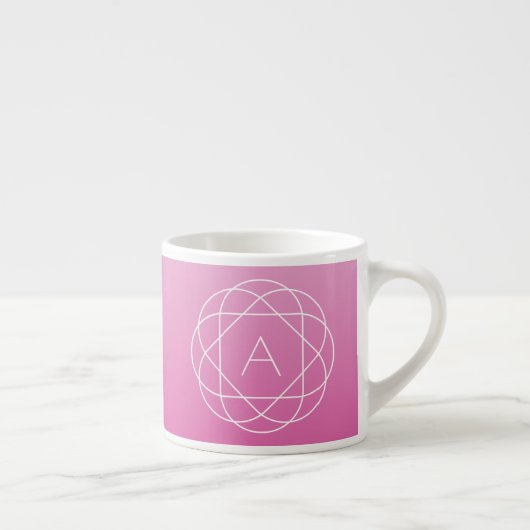 Langwerpige geometrische monogram | Roze zwoegde o Espresso Kop (Rechts)