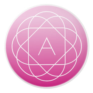 Langwerpige geometrische monogram Roze zwoegde o Keramische Knop