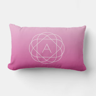 Langwerpige geometrische monogram   Roze zwoegde o Kussen