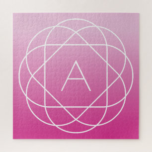 Langwerpige geometrische monogram   Roze zwoegde o Legpuzzel