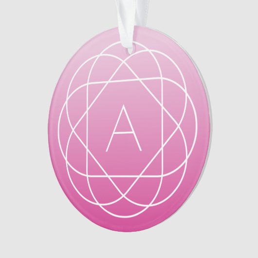 Langwerpige geometrische monogram | Roze zwoegde o Ornament (voorkant)