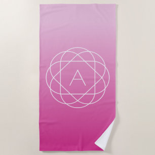 Langwerpige geometrische monogram Roze zwoegde o Strandlaken