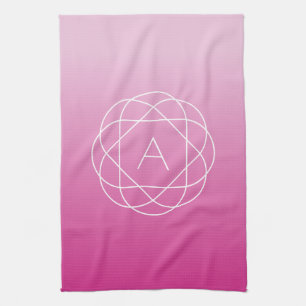 Langwerpige geometrische monogram   Roze zwoegde o Theedoek