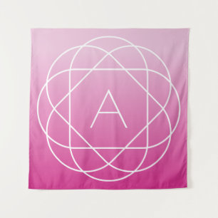 Langwerpige geometrische monogram Roze zwoegde o Wandkleed
