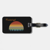 Langwerpige gestreepte zon met bomen Thunder_Cove Bagagelabel (Achterkant horizontaal)