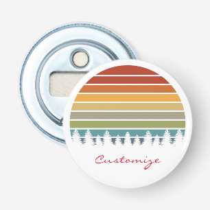 Langwerpige gestreepte zon met bomen Thunder_Cove Button Flesopener