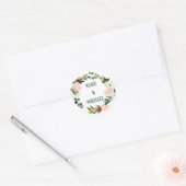 Langwerpige MONOGRAMM boho pink burgundy Ronde Sticker (Envelop)