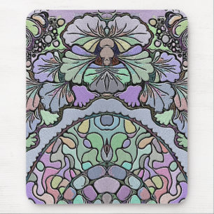 Langwerpige  mozaïek paarse pansie met florale ele muismat