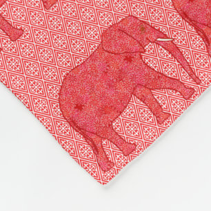 Langwerpige olifant - diep rood en koraal fleece deken