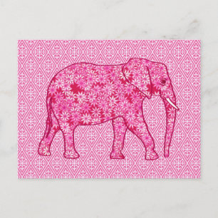 Langwerpige olifant - fuchsia roze briefkaart