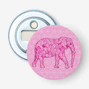 Langwerpige olifant - fuchsia roze button flesopener