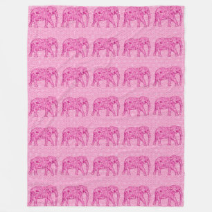 Langwerpige olifant - fuchsia roze fleece deken